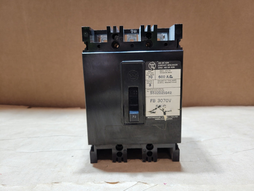 WESTINGHOUSE 70 Amp, 3 Pole, 600 Volt Circuit Breaker FB3070V