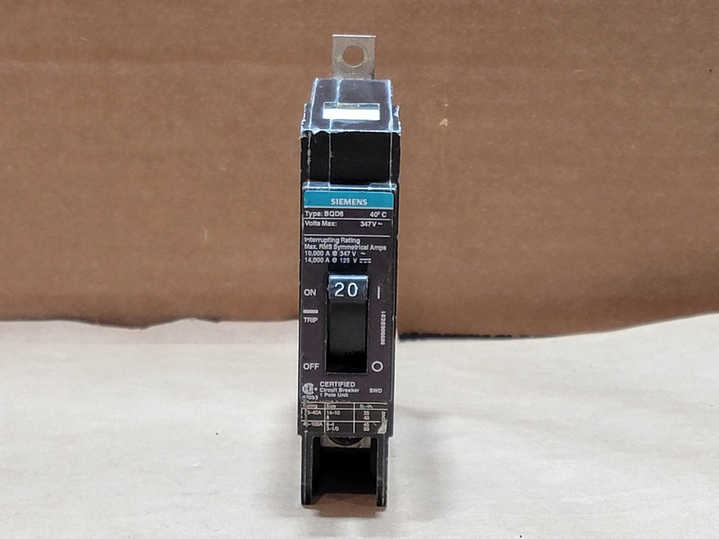 SIEMENS 20 Amp, 1 Pole, 347 Volts Circuit Breaker BQD6120