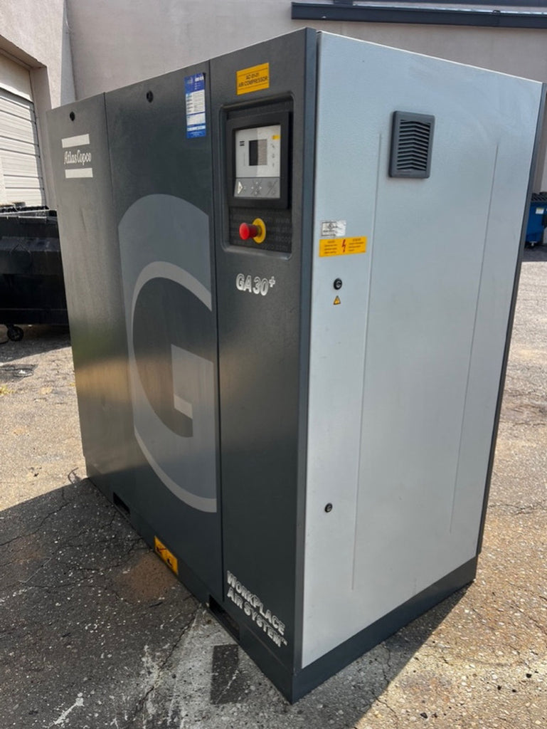 ATLAS COPCO 40 hp, 214.2 cfm, 107 psi Air Compressor GA30+