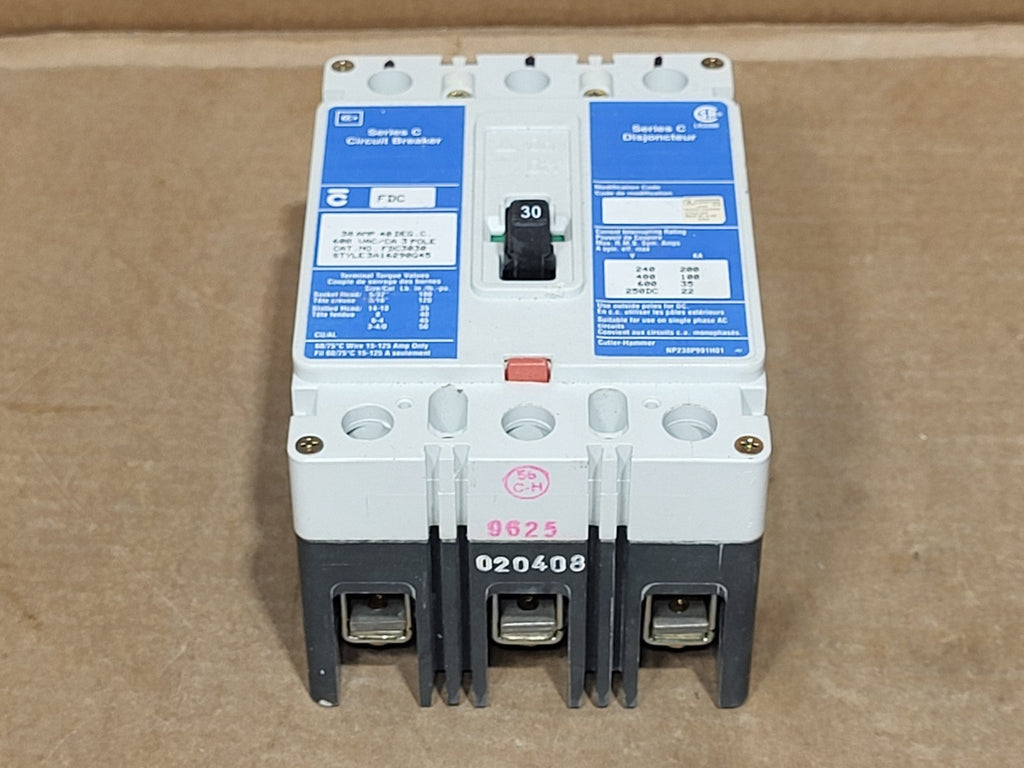 CUTLER-HAMMER 30 Amp 600 Volts 3 Pole Circuit Breaker FDC3030