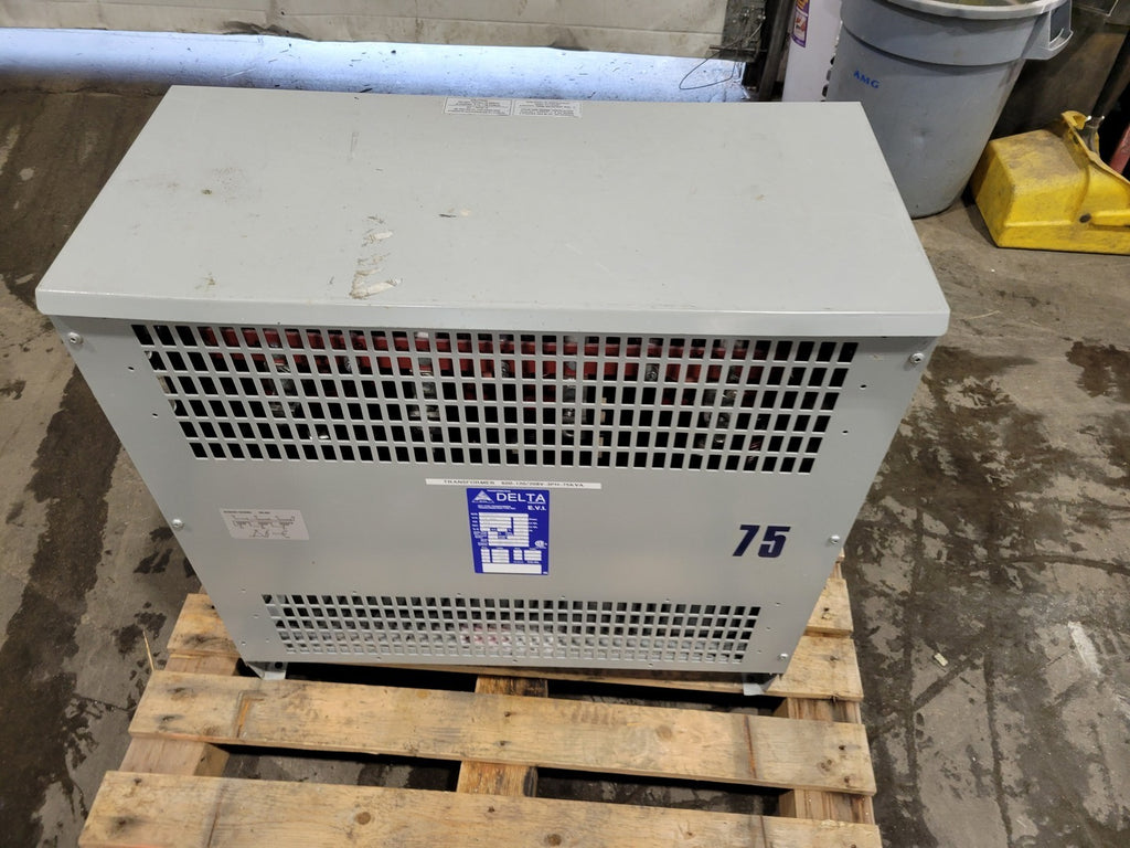 DELTA EVI 75 kVA Transformer 600V pri. volts, 208Y/120V sec. volts DTA0075