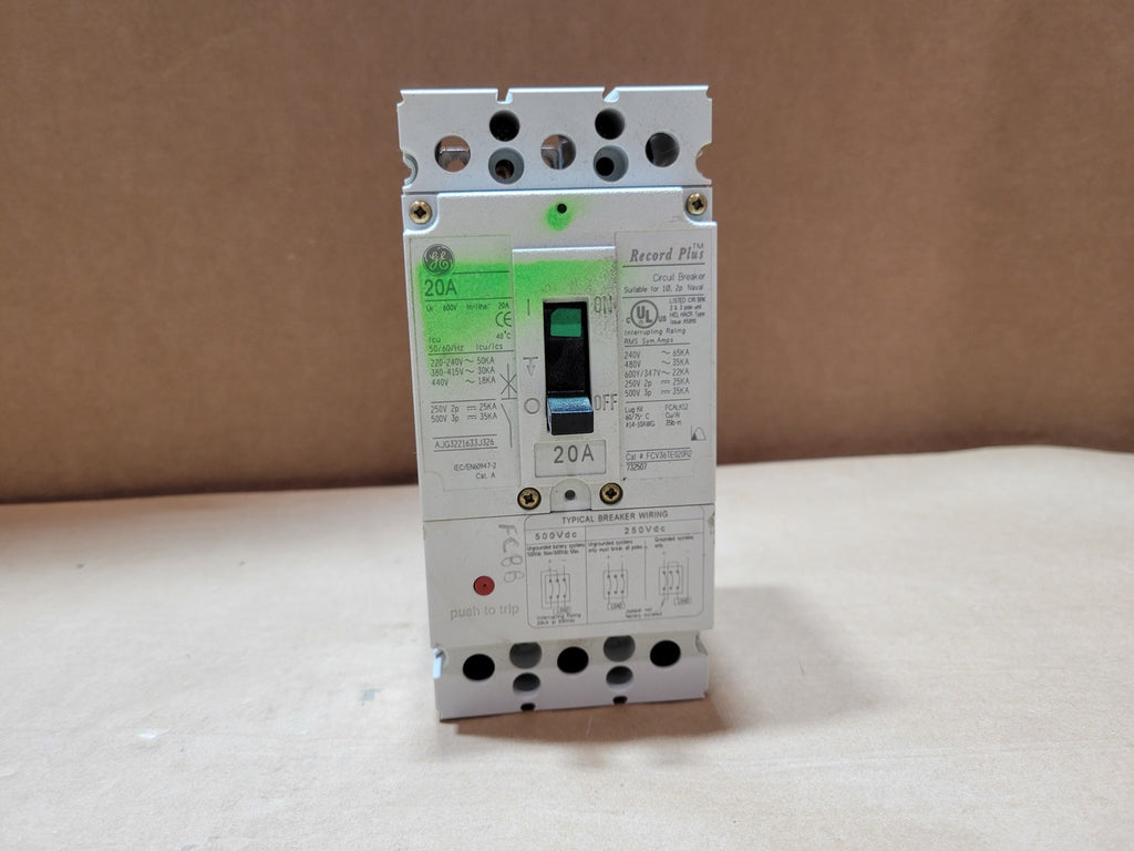 GENERAL ELECTRIC 20 Amp 600 Volts 3 Pole Circuit Breaker FCV36TE020R2