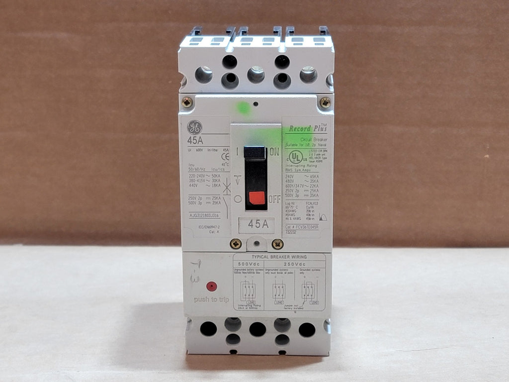 GENERAL ELECTRIC 45 Amp 600 Volts 3 Pole Circuit Breaker FCV36TE045R