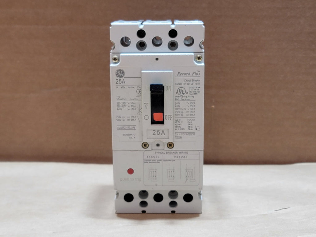 GENERAL ELECTRIC 25 Amp 600 Volts 3 Pole Circuit Breaker FCV36TE025R