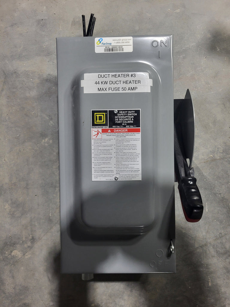 SQUARE D 50 Amp, 600 Volts Fusible Disconnect Switch CH362