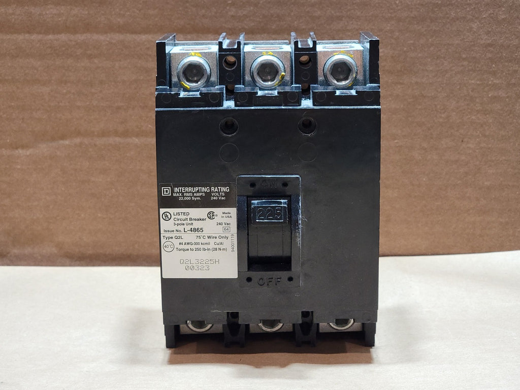 SQUARE D 225 Amp, 3 Pole, 240 Volt Circuit Breaker Q2L3225H