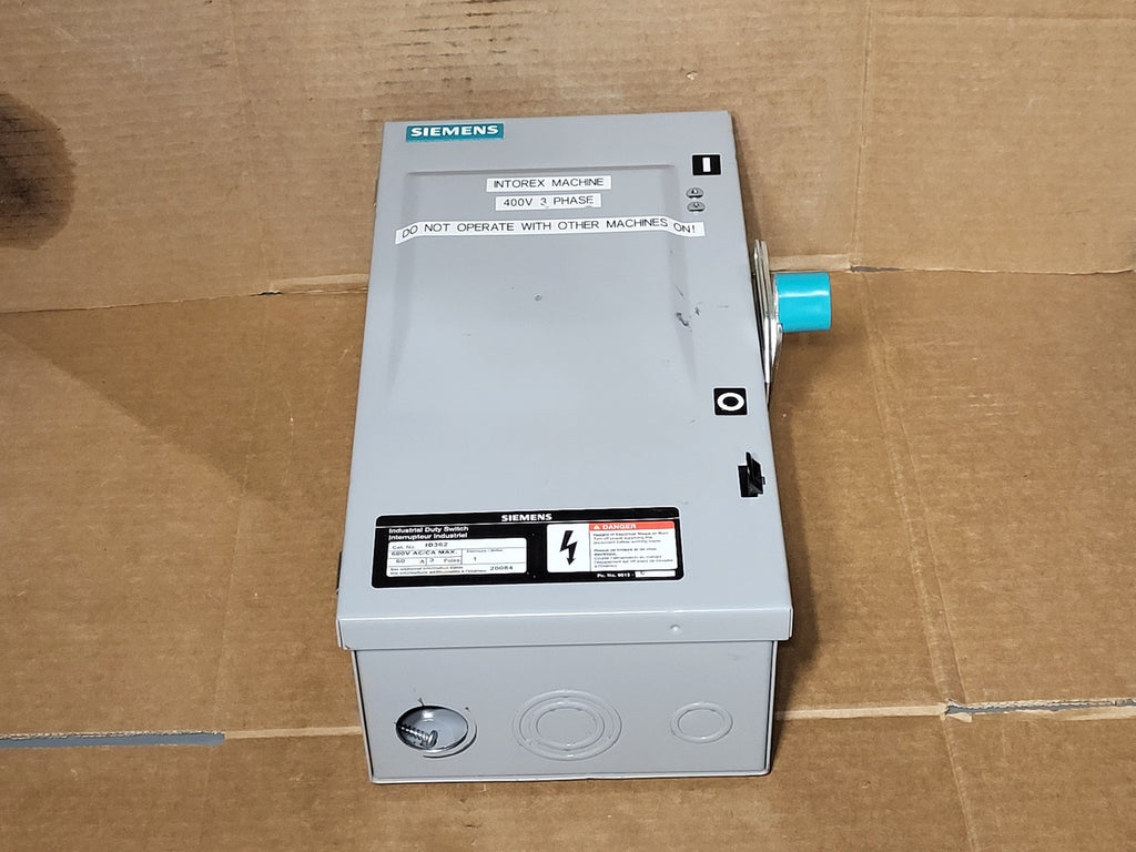 SIEMENS 60 Amp 600 Volt Fusible Disconnect Switch ID362