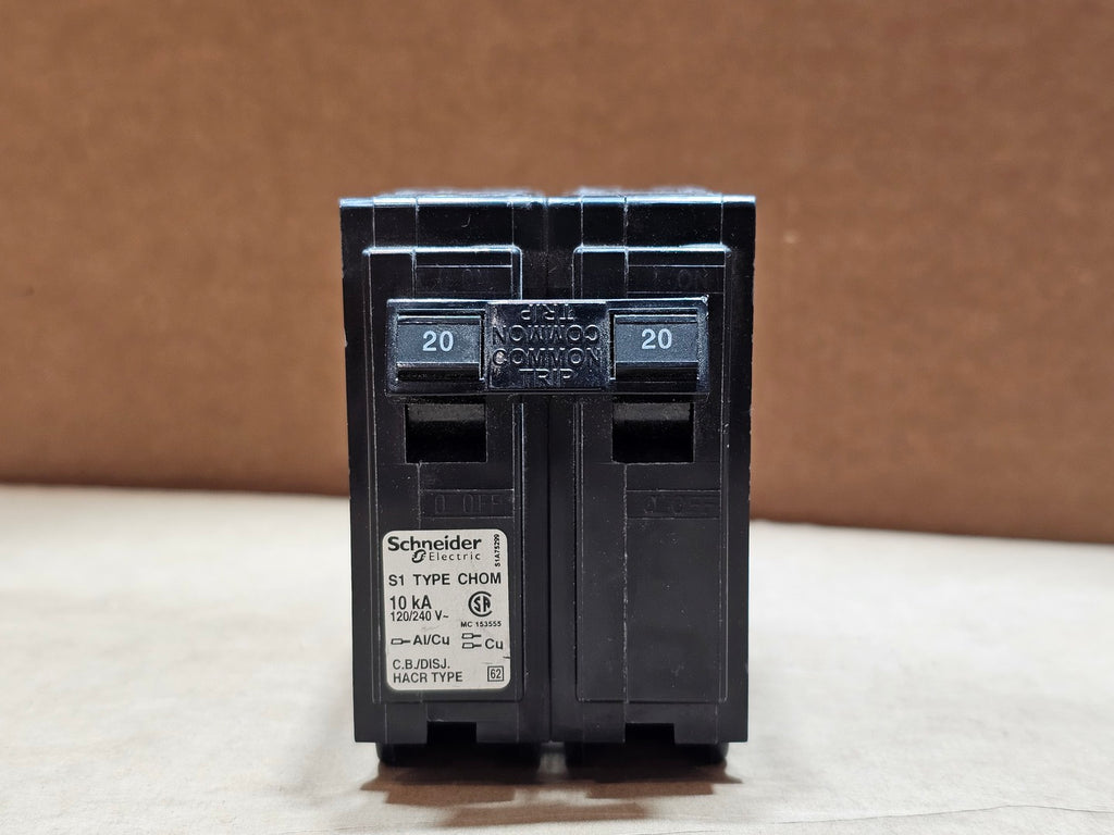 SCHNEIDER ELECTRIC 20 Amp, 2 Pole, 120/240 Volts Circuit Breaker CHOM220
