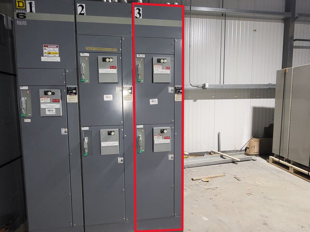 SQUARE D Model 6 Motor Control Center MCC Section, 600V, 3PH, 1200A Bus