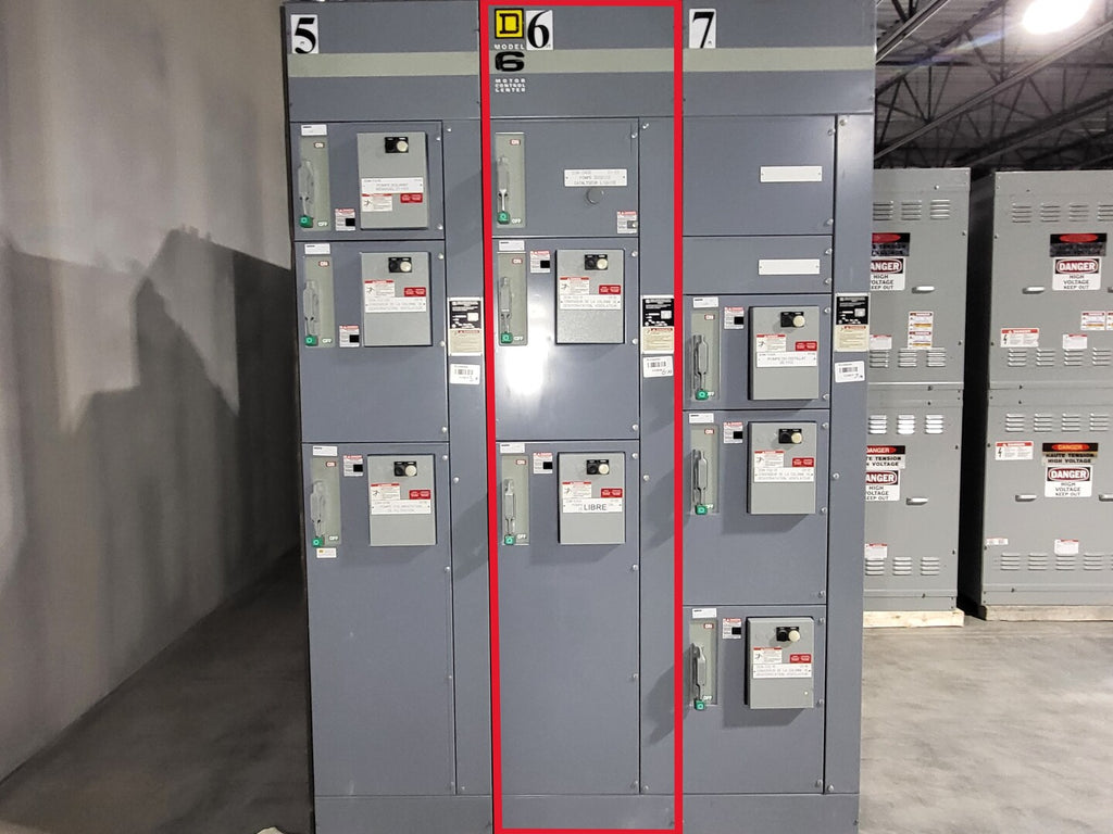 SQUARE D Model 6 Motor Control Center MCC Section, 600V, 3PH, 1200A Bus