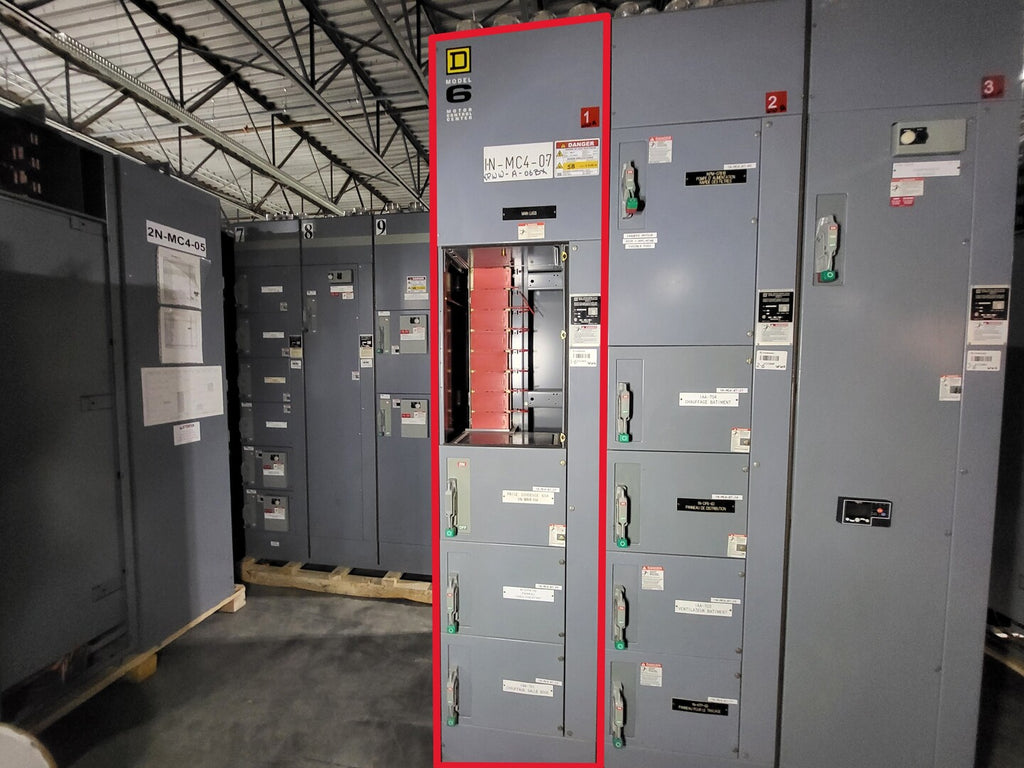 SQUARE D Model 6 Motor Control Center MCC Section, 600V, 3PH, 1200A Bus