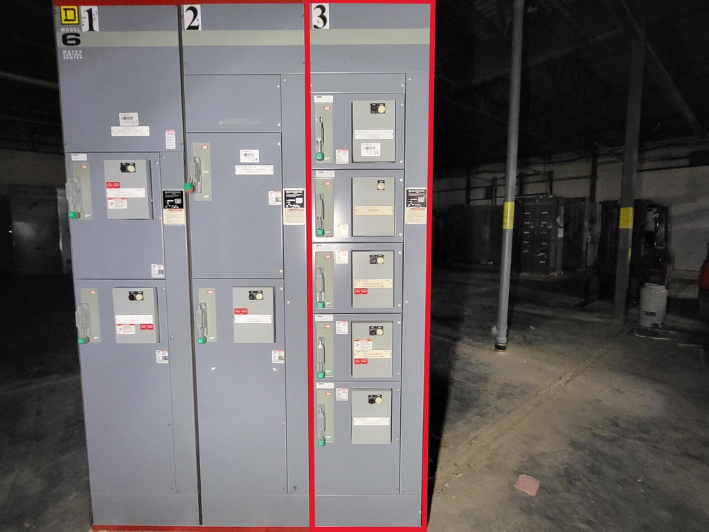 SQUARE D Model 6 Motor Control Center MCC Section, 600V, 3PH, 1200A Bus