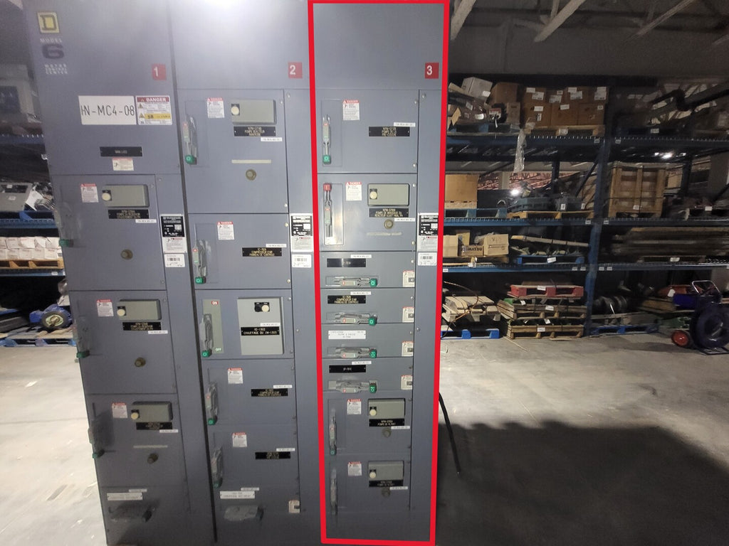 SQUARE D Model 6 Motor Control Center MCC Section, 600V, 3PH, 1200A Bus
