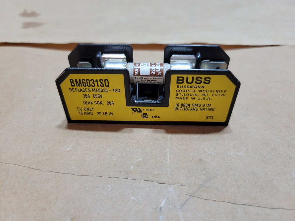 BUSSMANN 30 Amp 1 Pole Fuse Block BM6031SQ w/ 1-1/2 Amp Fuse 