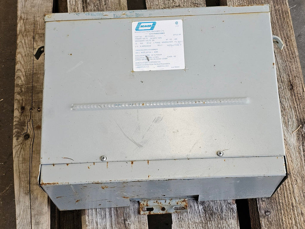 BEAVER 30 kVA Autotransformer BE-2-52605-2, Pri 240V, Sec 208V