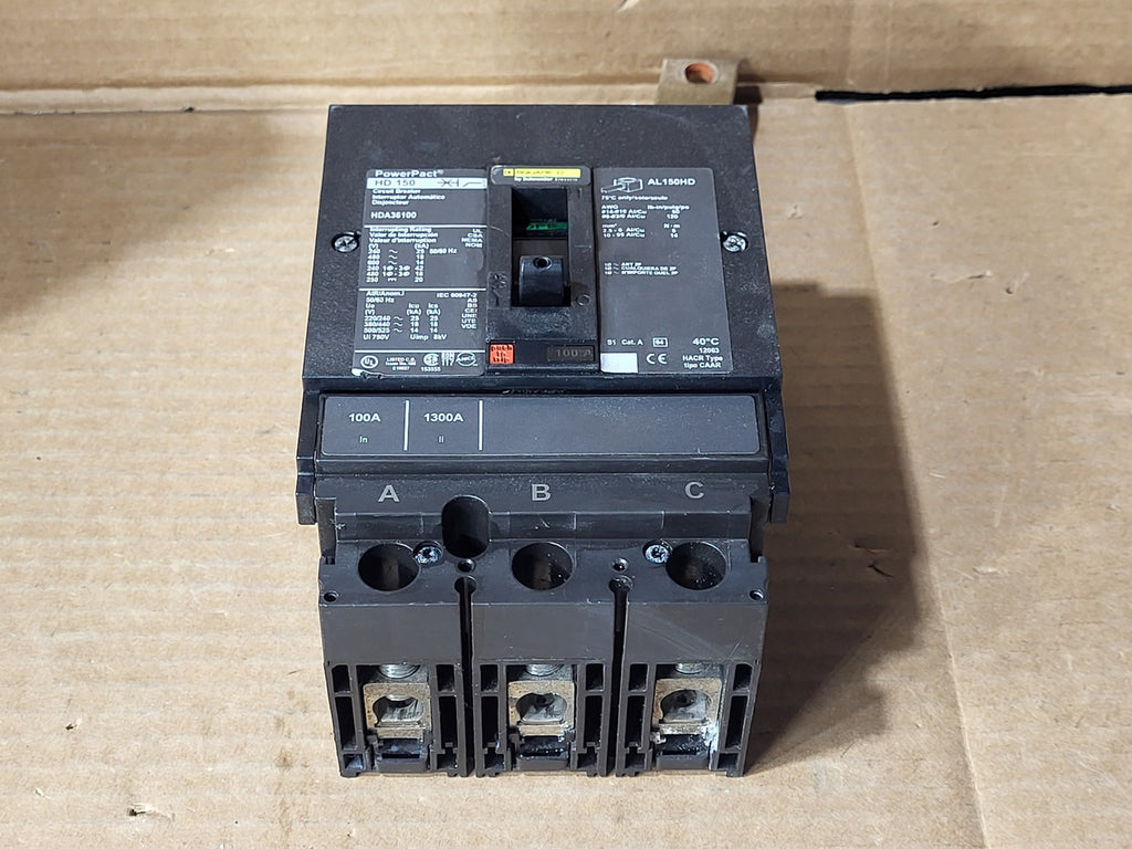 SQUARE D 100 Amp, 3 Pole, 600 Volt Circuit Breaker HDA36100