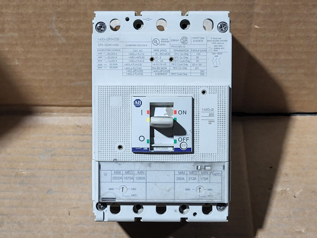 ALLEN-BRADLEY 250 Amp, 3 Pole, 600 Volts Circuit Breaker 140G-J2F3-D25