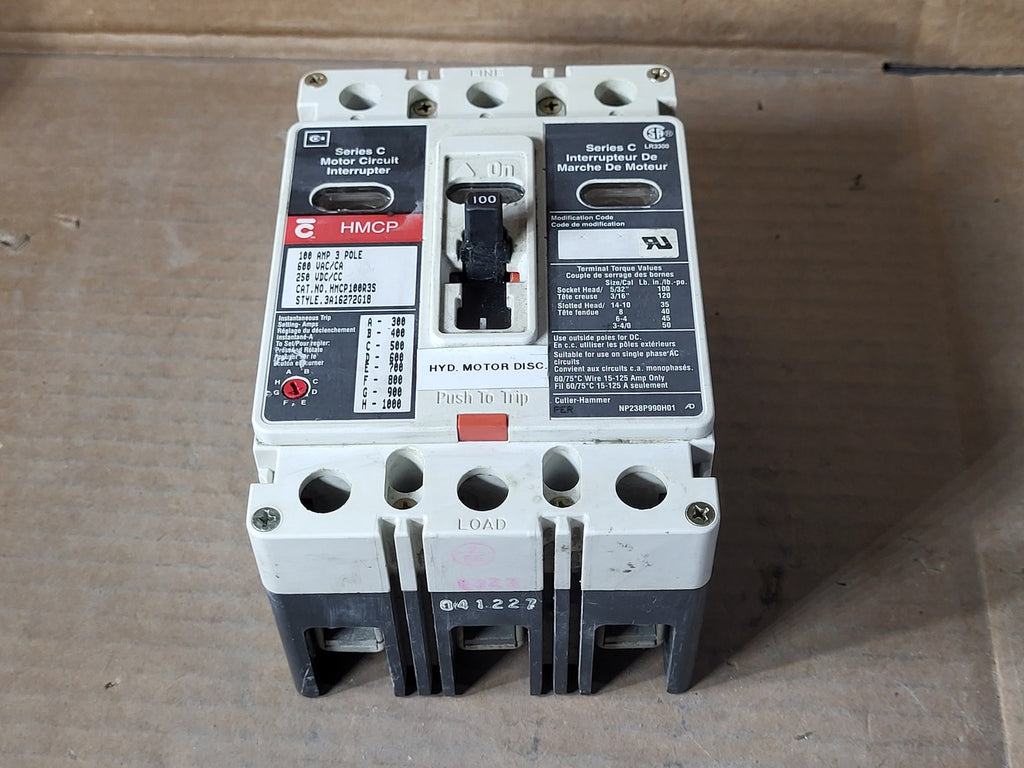 CUTLER-HAMMER 100 Amp 3 Pole 600 Volts Circuit Breaker HMCP100R3S