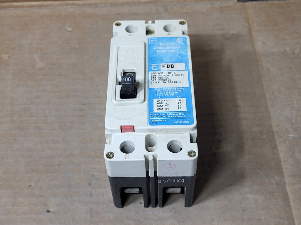 CUTLER-HAMMER 100 Amp, 2 Pole, 600 V Circuit Breaker FDB2100