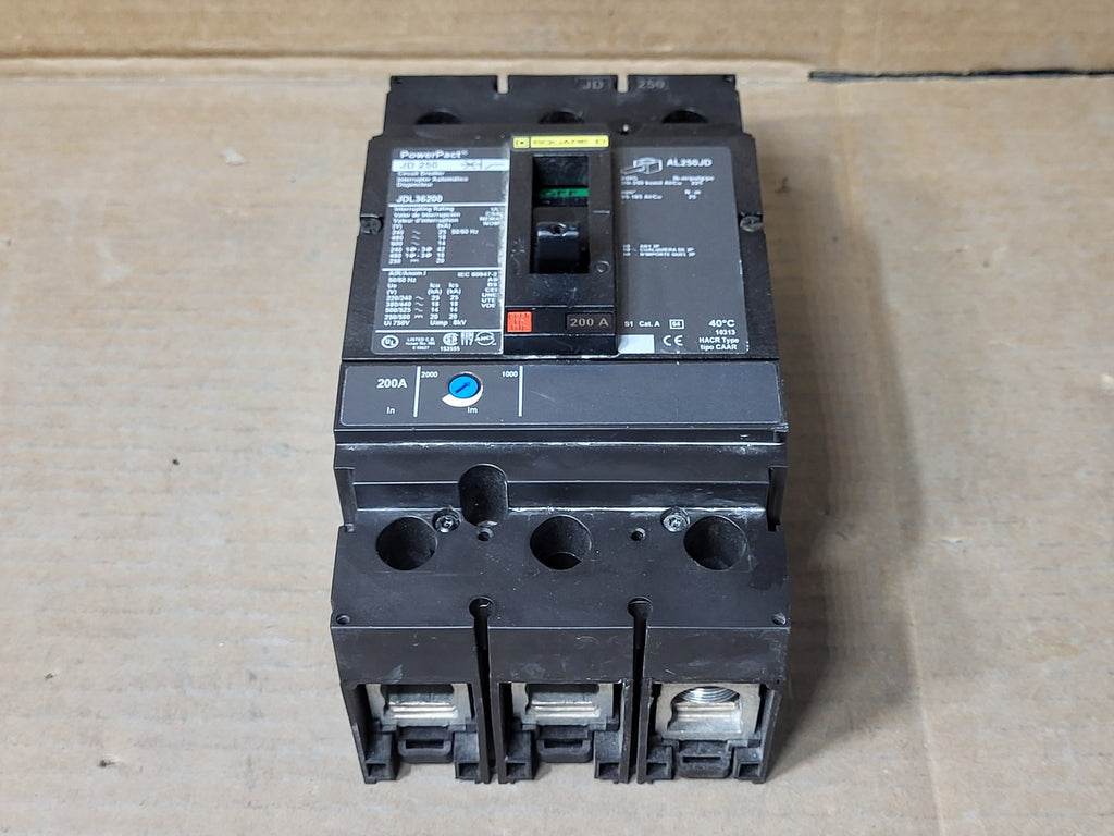 SQUARE D 200 Amp, 3 Pole, 600 Volt Circuit Breaker JDL36200
