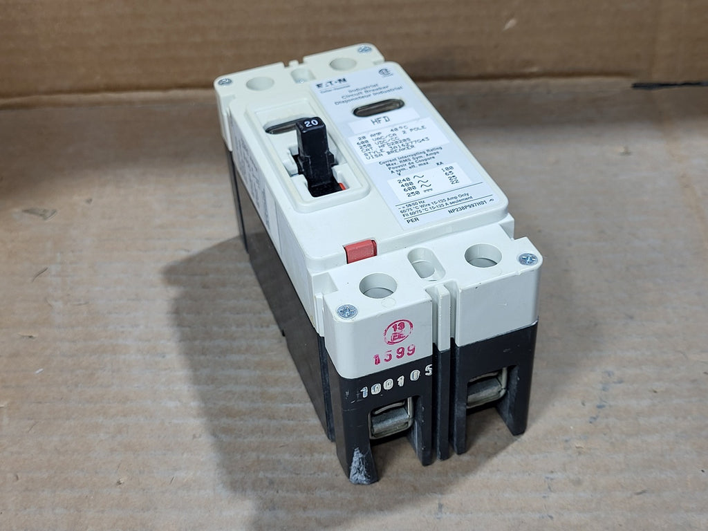 EATON CUTLER-HAMMER 20 Amp, 2 Pole, 600 Volt Circuit Breaker HFD2020S