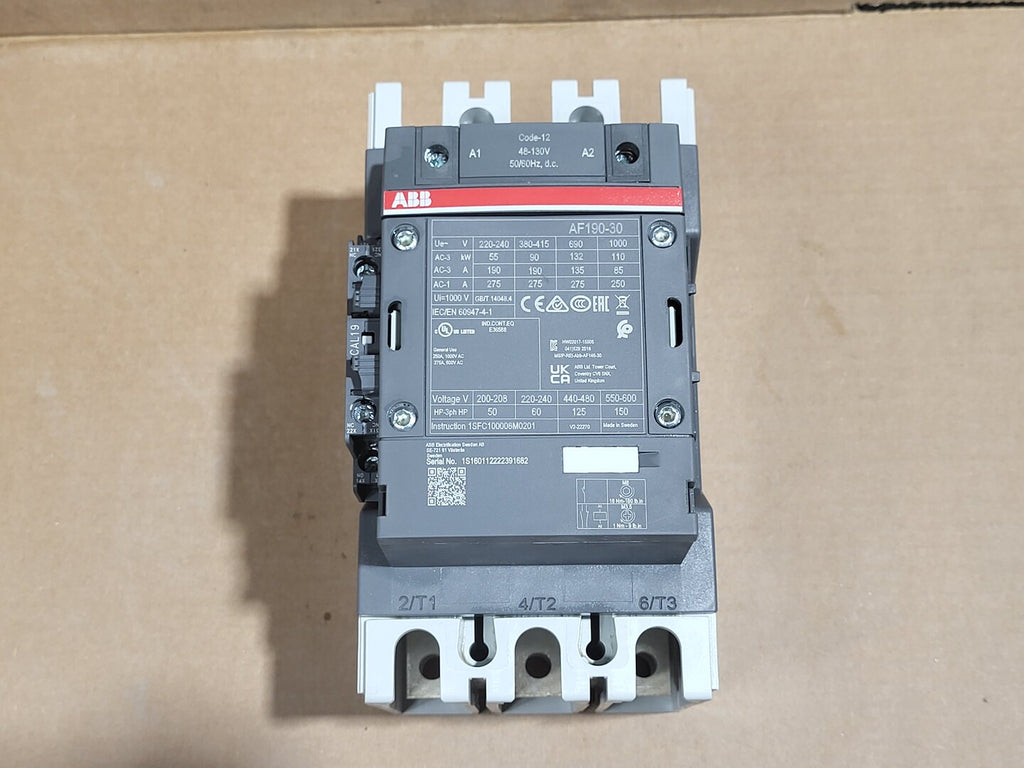 ABB Non-reversing Contactor AF190-30-11-12, 3 pole, 1000V IEC, 600V UL