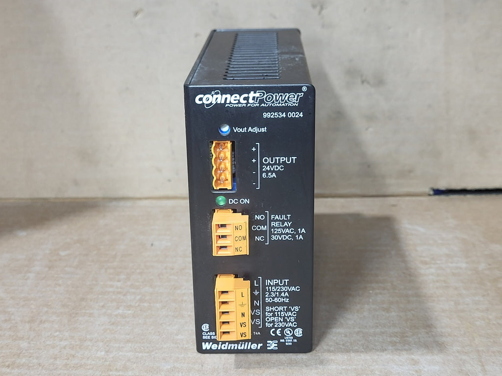 WEIDMULLER 24 VDC, 6.5 Amp Switch Mode Power Supply 9925340024