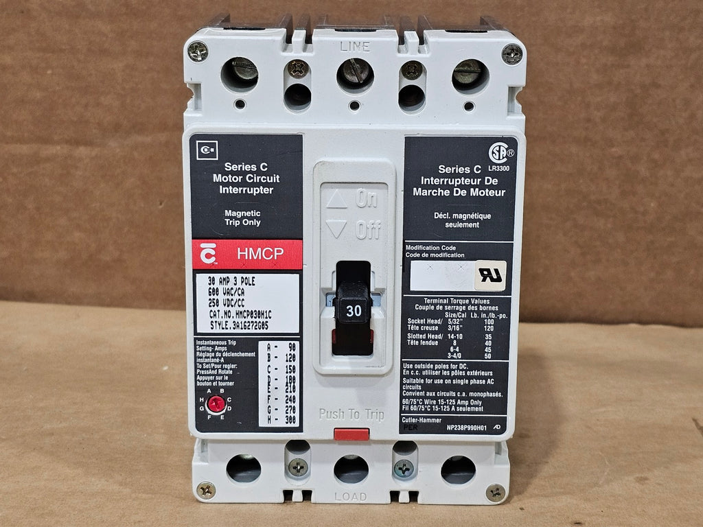 EATON 30 Amp, 3 Pole, 600 Volts Motor Circuit Breaker HMCP030H1C