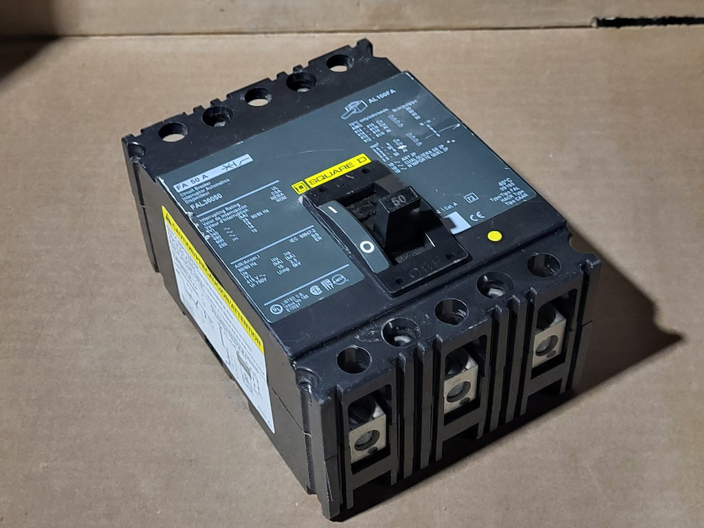 SQUARE D 50 Amp, 3 Pole, 600 Volt Circuit Breaker FAL36050