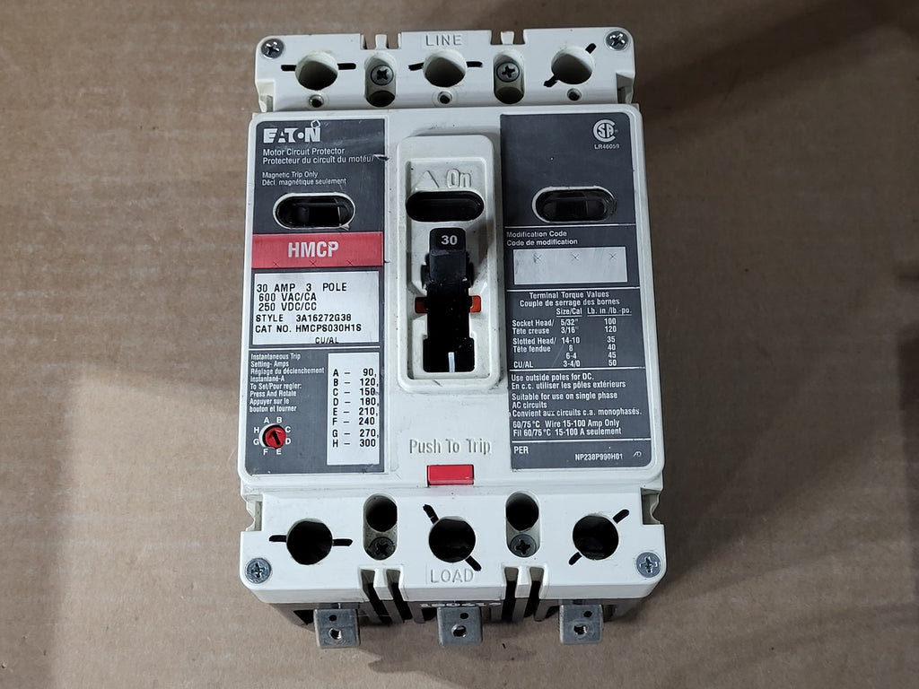 EATON 30 Amp, 3 Pole, 600 Volt Circuit Breaker HMCPS030H1S
