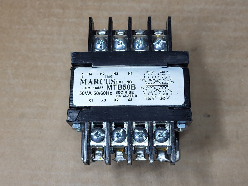 MARCUS TRANSFORMER 50 VA, Pri 120/240V, Sec 120/240V Control Transformer MTB50B