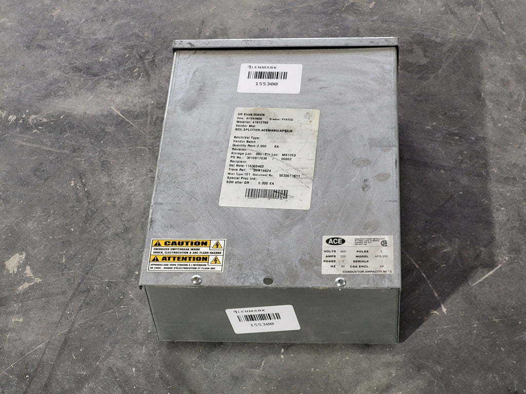 ACE MANUFACTURING 225 Amp, 3 Poles, 600 Volts Splitter Box APS-200