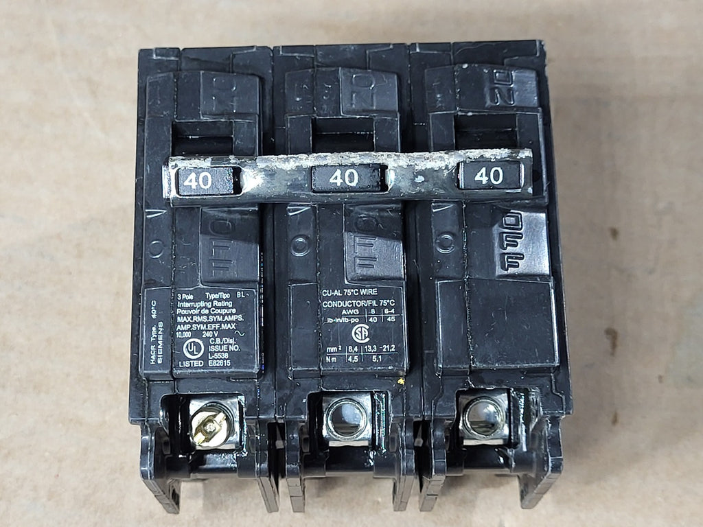 SIEMENS 40 Amp, 3 Poles, 240 Volts Circuit Breaker B340