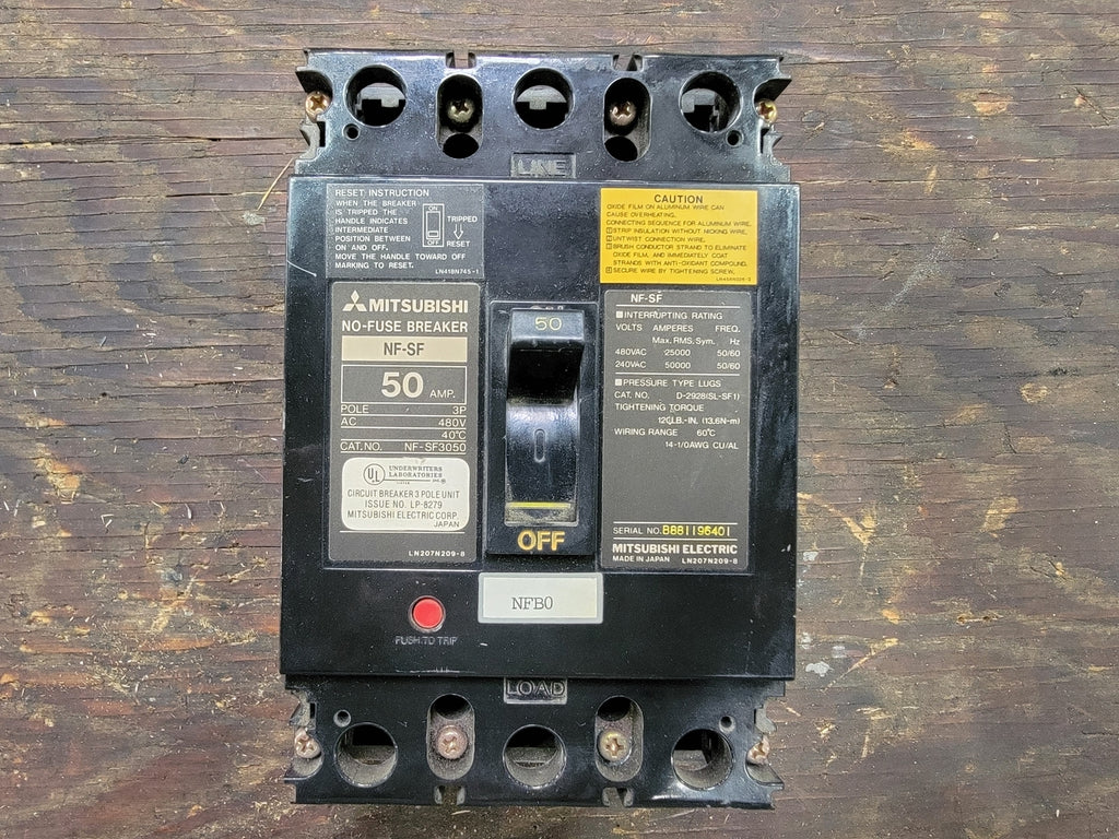 MITSUBISHI 50 Amp, 3 Pole, 480 Volts Circuit Breaker NF-SF3050