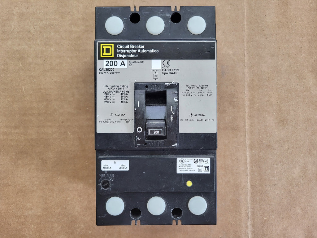 SQUARE D 200 Amp, 3 Pole, 600 Volts Circuit Breaker KAL36200