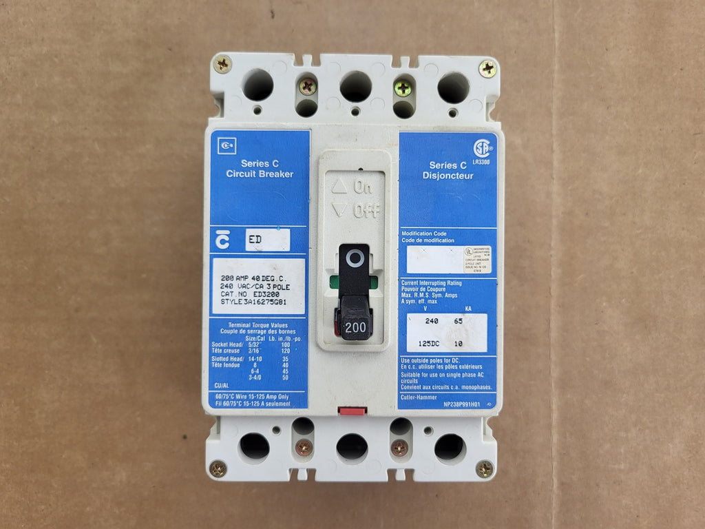 CUTLER-HAMMER 200 Amp, 3 Pole, 240 Volts Circuit Breaker ED3200