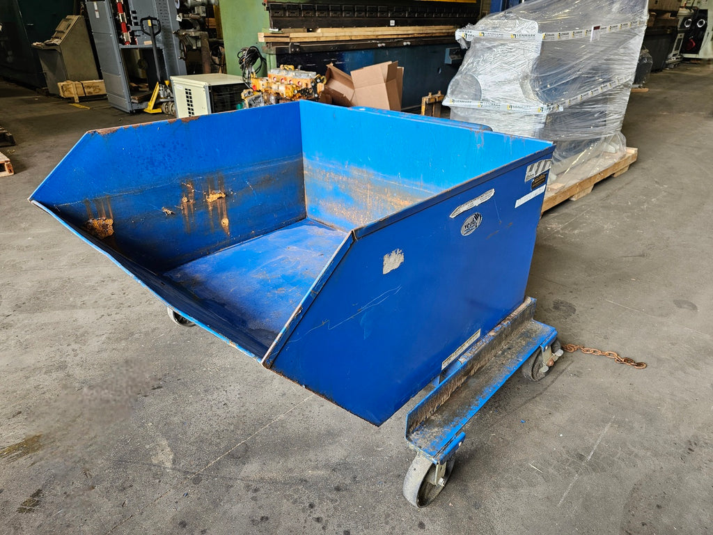 VESTIL P-HOP-1 Self-Dumping Forklift Hopper 1,600 lb Capacity Steel Scrap Bin on Casters