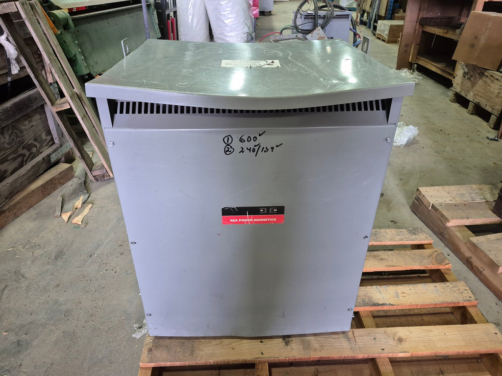 REX POWER MAGNETICS 75 kVA Transformer 600 pri. volts, 240Y/139 sec. volts BC75J-S/Z
