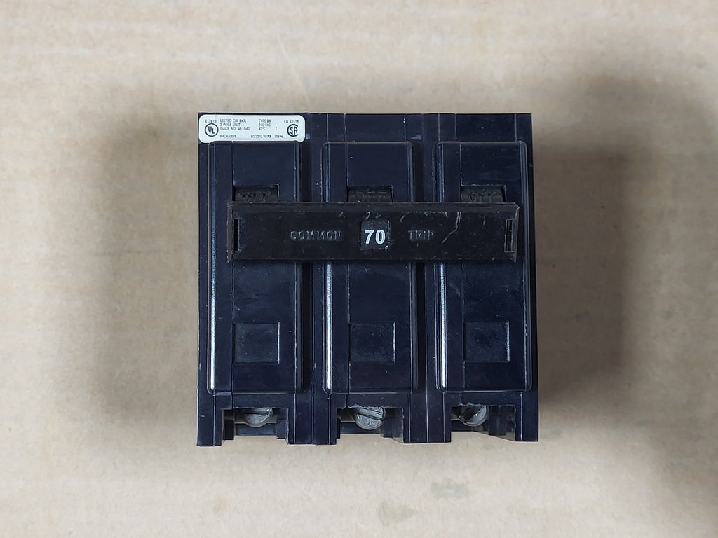 CUTLER-HAMMER 70 Amp, 3 Pole, 240 Volt Circuit Breaker BAB3070H