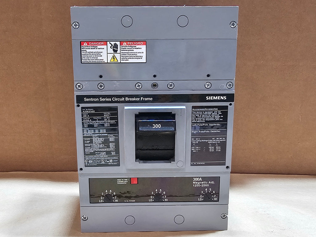 SIEMENS 400 Amp 3 Pole 600 Volts Circuit Breaker HJD63F400
