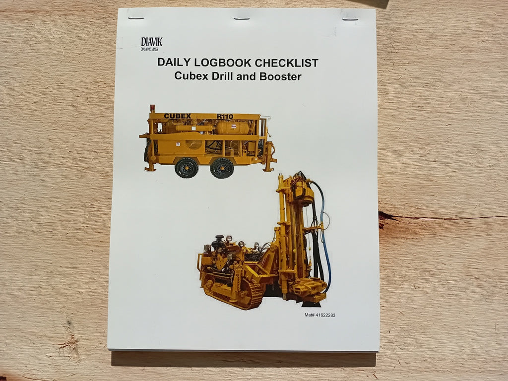 Daily Logbook Checklist Cubex Drill and Booster (Box of 18) 