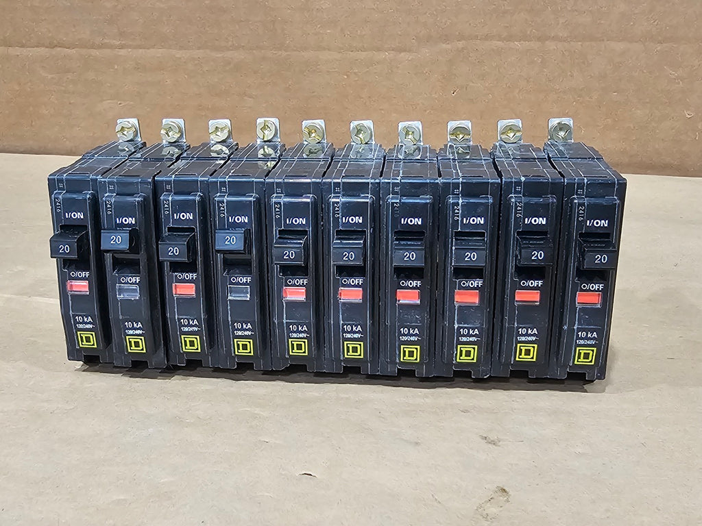 SQUARE D 20 Amp 120/240 Volts 1 Pole Circuit Breaker QOB120 (Box of 10)