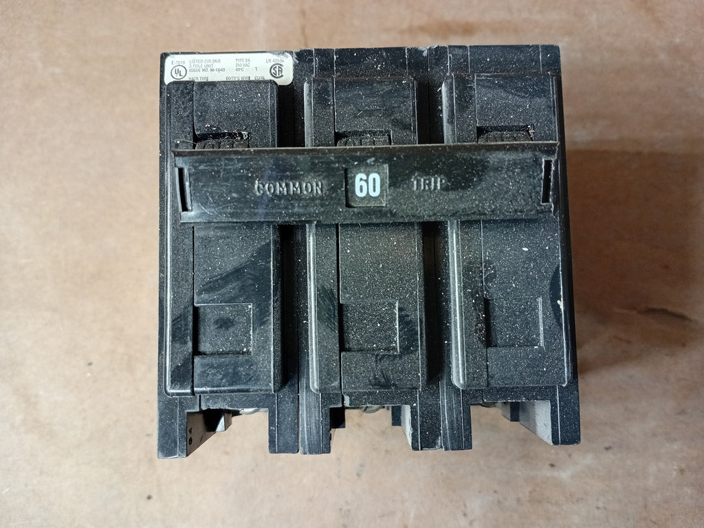 CUTLER-HAMMER 60 Amp, 3 Pole, 240 Volts Circuit Breaker BAB3060H