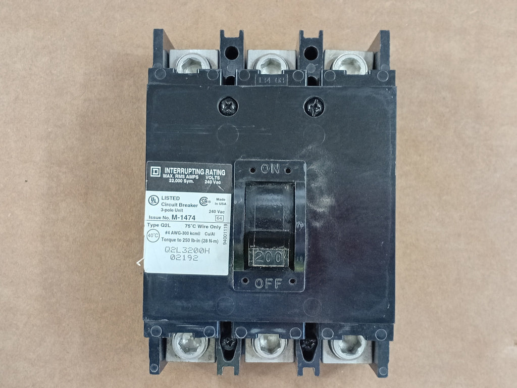 SQUARE D 200 Amp, 3 Pole, 240 Volt Circuit Breaker Q2L3200H