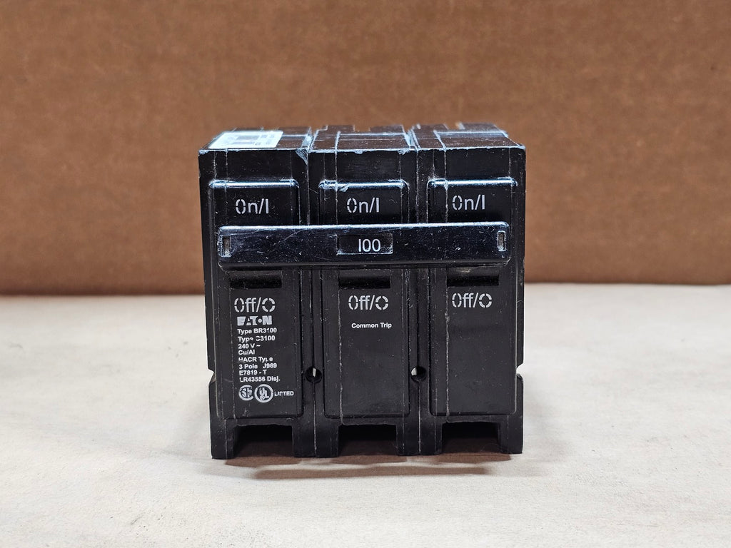 EATON BR3100 100A 3-Pole Plug-On Thermal Magnetic Circuit Breaker 120/240V 10kA