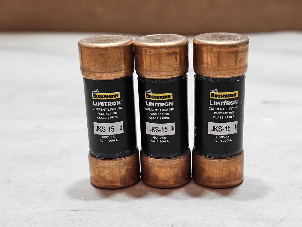 BUSSMANN LIMITRON JKS-15 Class J Fast-Acting Fuses 15A 600VAC (Lot of 3)