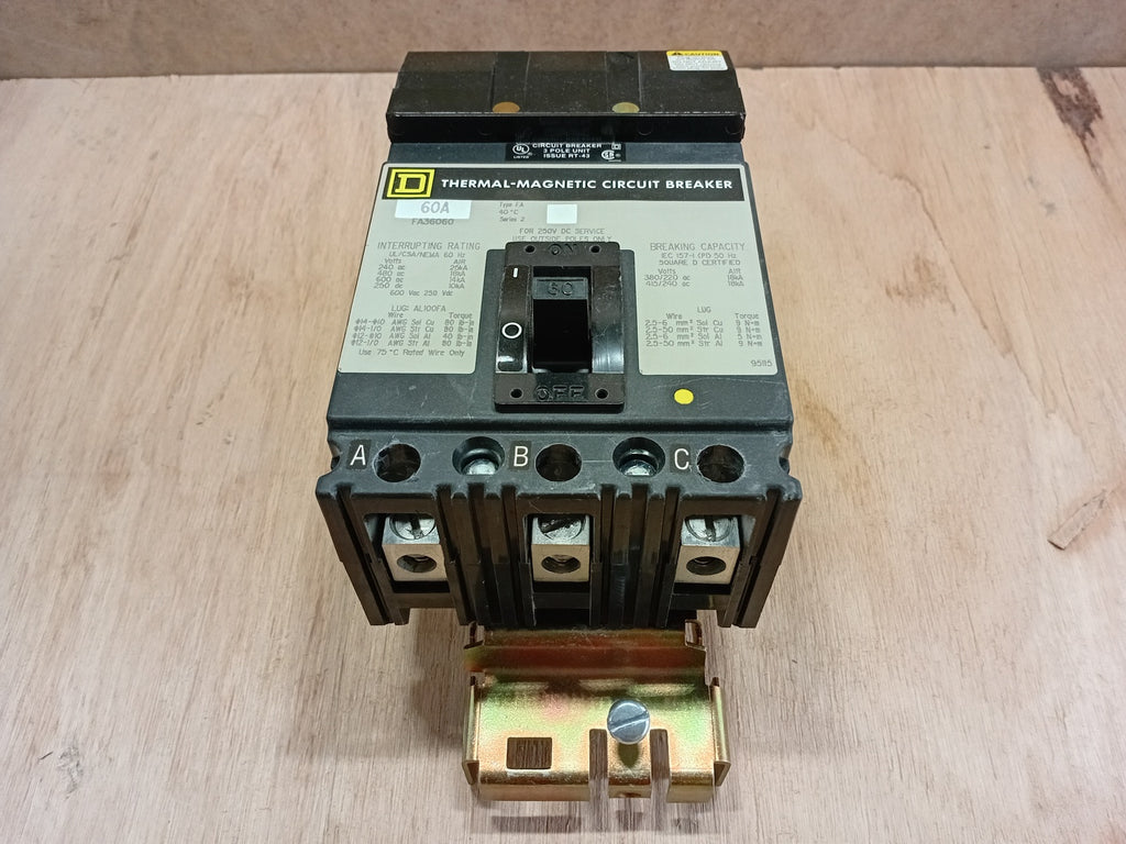 SQUARE D FA36060 60A 3-Pole 600V I-Line Thermal-Magnetic Molded Case Circuit Breaker