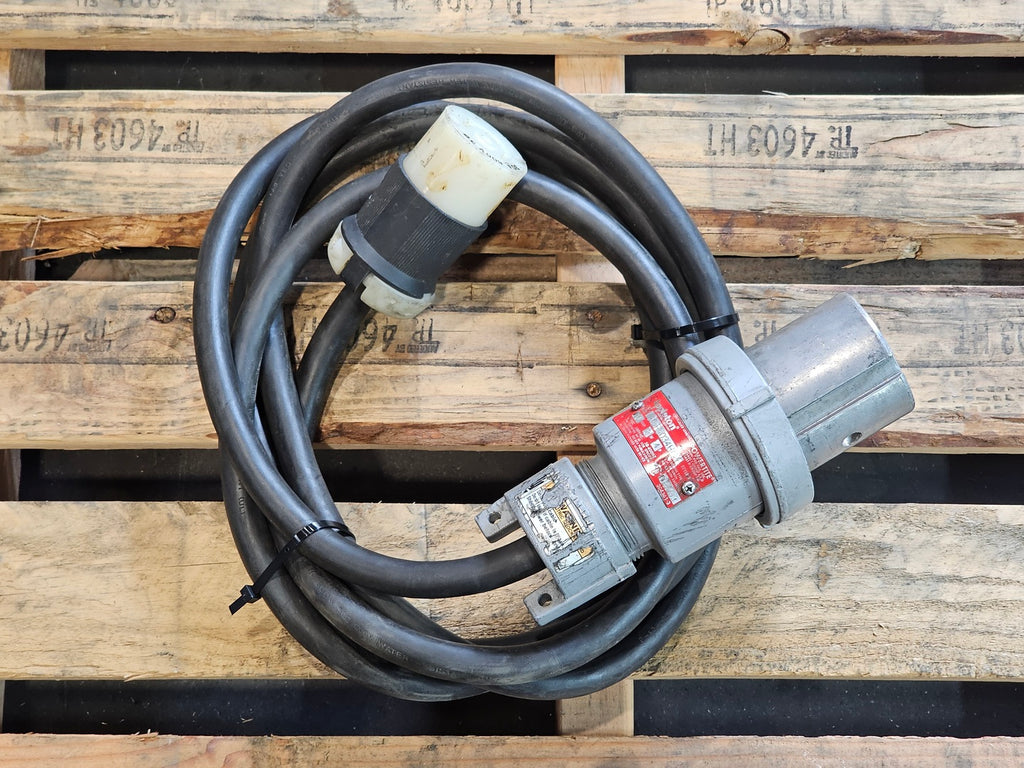 APPLETON ACP6034BC Powertite 60A 600VAC 3W 4P Hazardous Location Plug Cable Assembly w/ Hubbell 30A 600V 3ph Connector