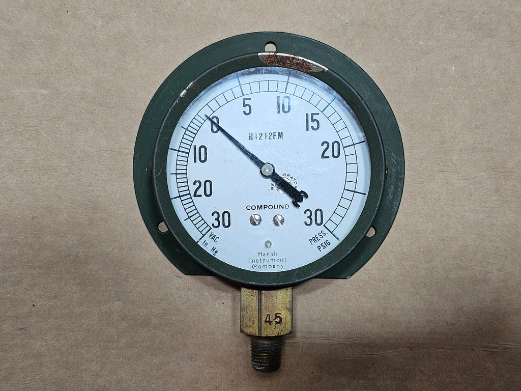 MARSH INSTRUMENTS H1212FM 30 PSIG / 30 inHg VAC Compound Pressure Gauge Panel Mount