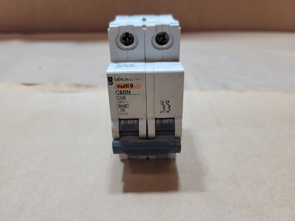 MERLIN GERIN 50A 2-Pole 400V C Curve Circuit Breaker Multi 9 C60N C50